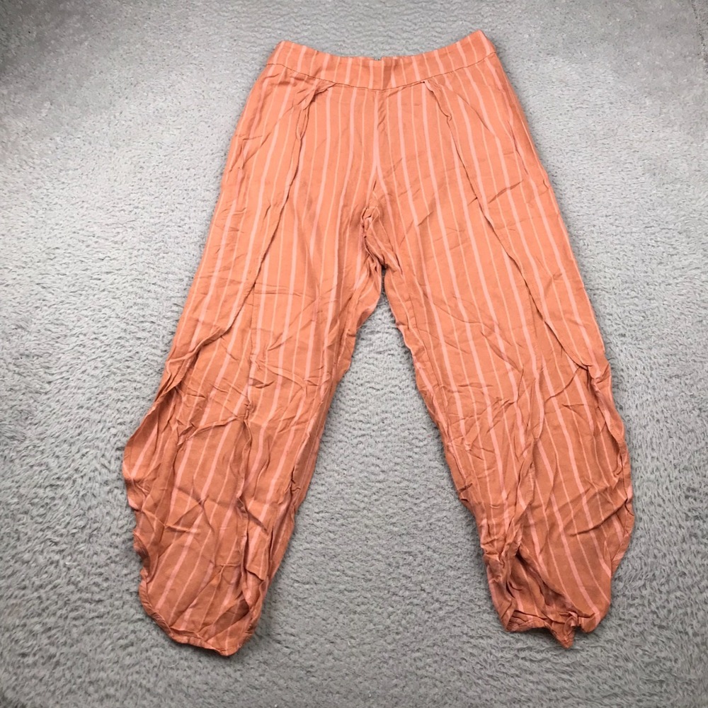 Free People Rosemary Split Hem Pants Womens‎ 2 (29x25) Striped Flowy Beach Crop